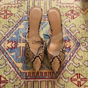 Zara Vinyl And Animal Print Heeled Mules Size 38